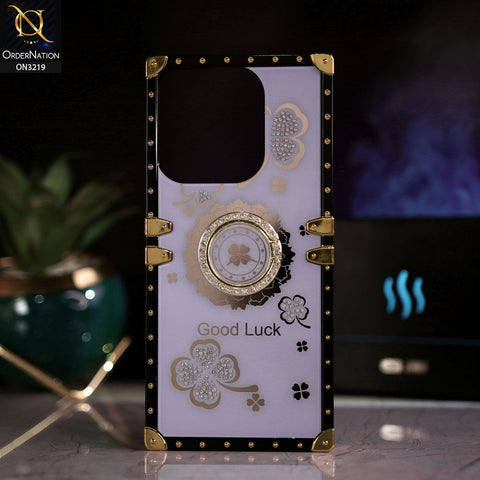 Tecno Spark Go 2024 Cover - Light Purple -  Square Bling Diamond Glitter Soft TPU Trunk Case with Ring Holder