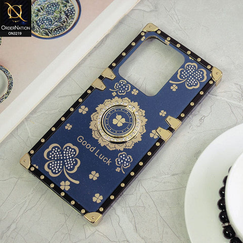 Vivo V25 5G Cover - Blue - Square Bling Diamond Glitter Soft TPU Trunk Case with Ring Holder