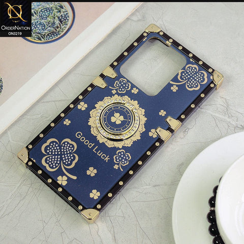 Vivo V25e Cover - Blue - Square Bling Diamond Glitter Soft TPU Trunk Case with Ring Holder