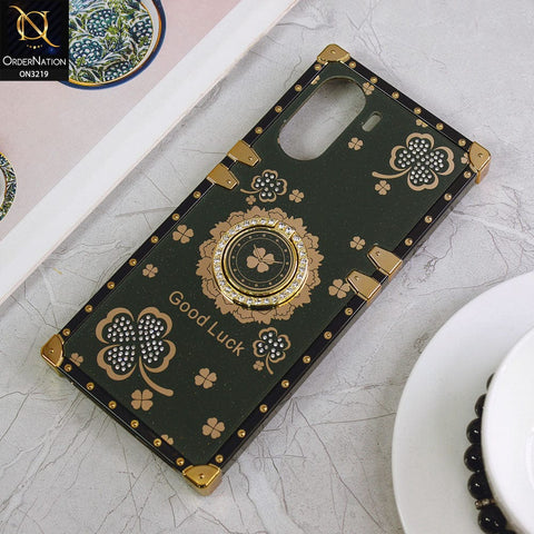Vivo Y02s Cover - Green - Square Bling Diamond Glitter Soft TPU Trunk Case with Ring Holder