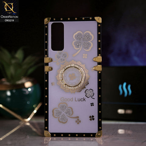 Vivo Y20i Cover - Light Purple -  Square Bling Diamond Glitter Soft TPU Trunk Case with Ring Holder