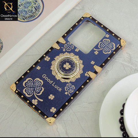 Vivo S15e Cover - Blue - Square Bling Diamond Glitter Soft TPU Trunk Case with Ring Holder