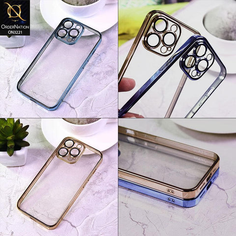 iPhone 13 Pro Max Cover - Blue - Ultra Thin Clear Transparent Soft Case with Camera Lens Protector