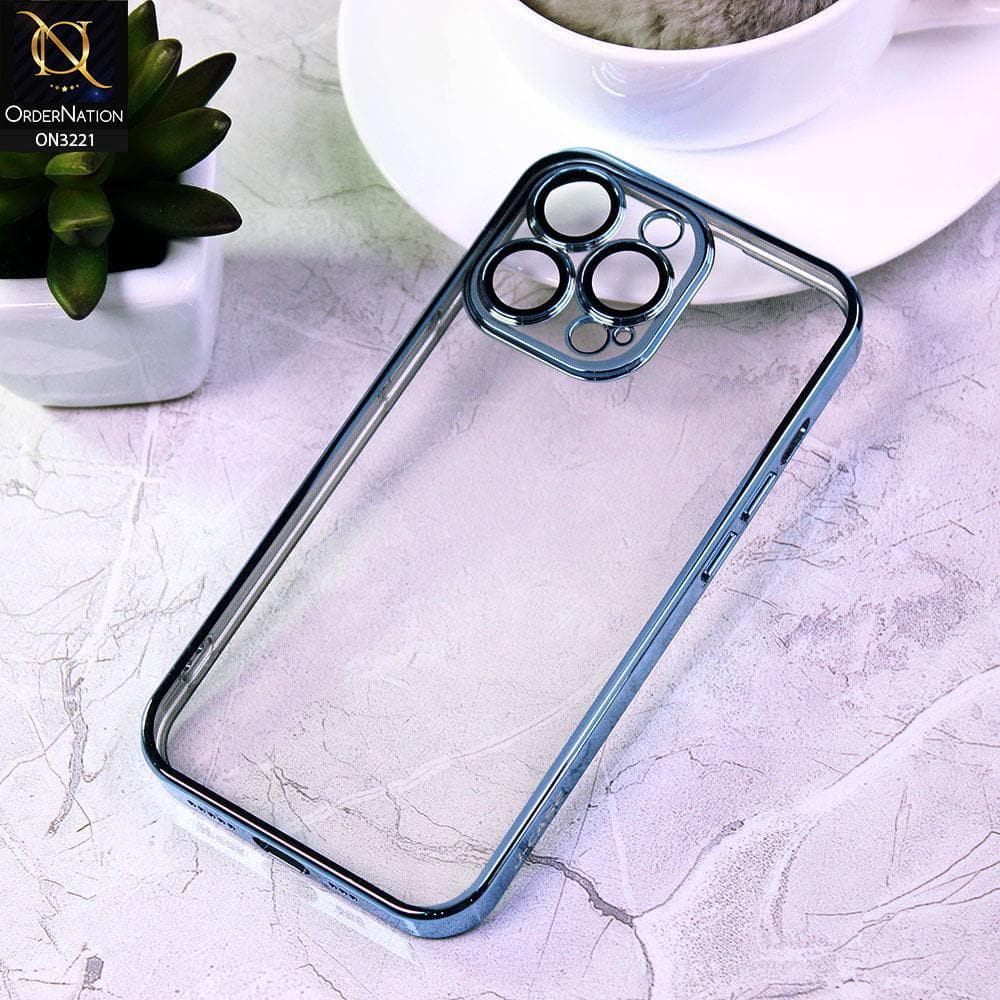 iPhone 13 Pro Cover - Blue - Ultra Thin Clear Transparent Soft Case with Camera Lens Protector
