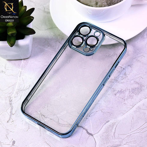 iPhone 13 Pro Max Cover - Blue - Ultra Thin Clear Transparent Soft Case with Camera Lens Protector