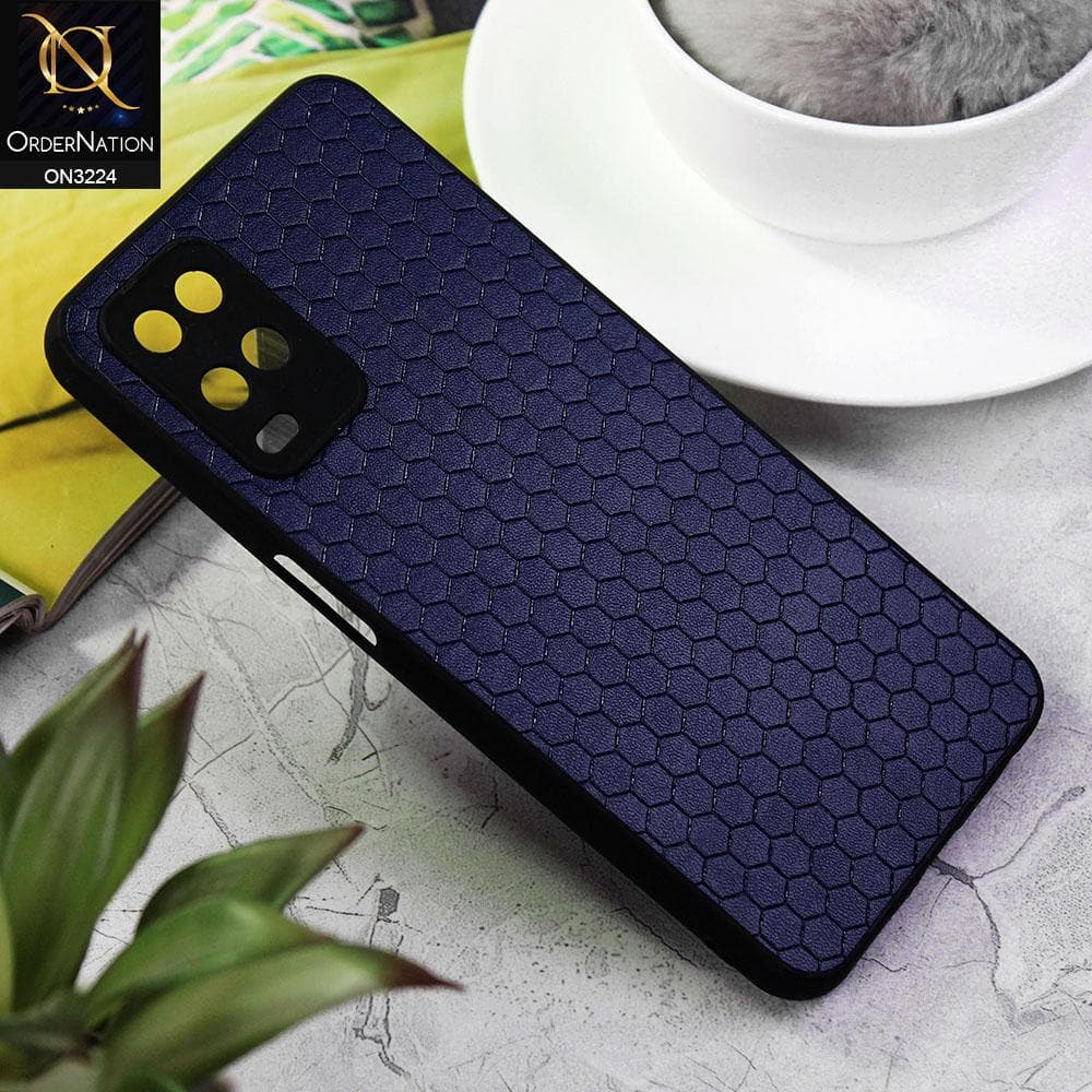Oppo A54 4G Cover - Blue - Hexagon Shape Hive Grid Pattern Tpu Soft Cases