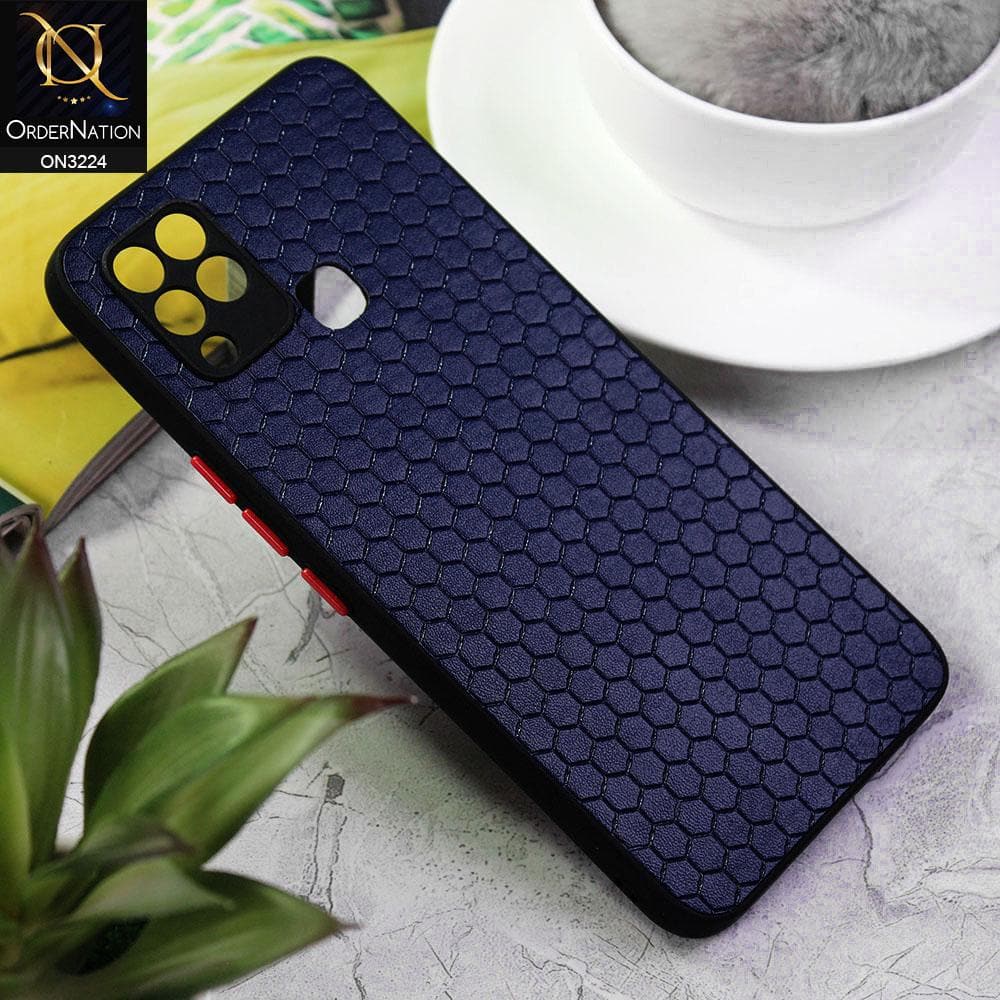 Infinix Hot 10s Cover - Blue - Hexagon Shape Hive Grid Pattern Tpu Soft Cases