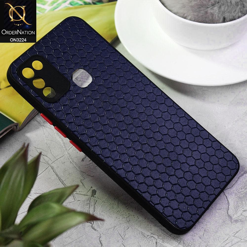 Infinix Hot 10 Play Cover - Blue - Hexagon Shape Hive Grid Pattern Tpu Soft Cases