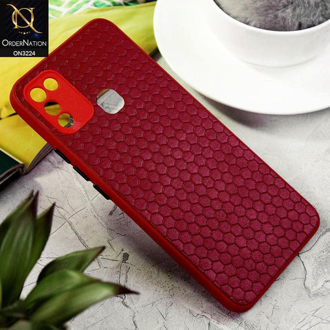 Infinix Hot 10 Play Cover - Red - Hexagon Shape Hive Grid Pattern Tpu Soft Cases