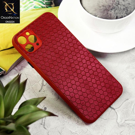 iPhone 11 Pro Max Cover - Red - Hexagon Shape Hive Grid Pattern Tpu Soft Cases