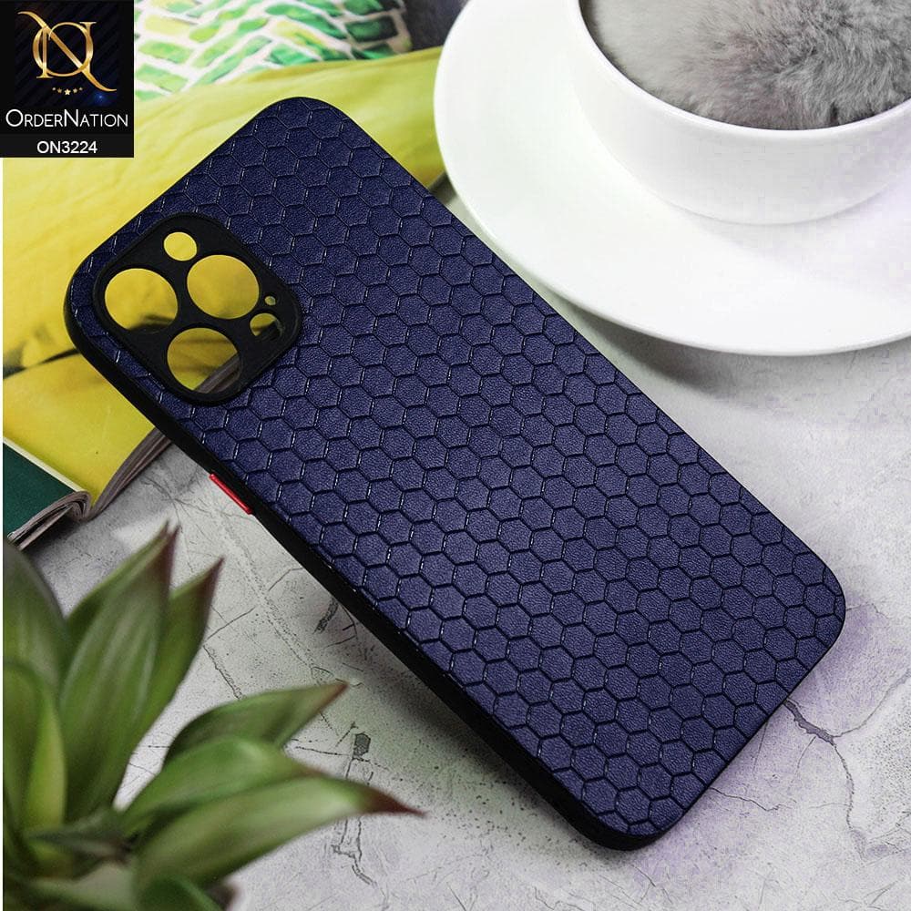 iPhone 12 Pro Max Cover - Blue - Hexagon Shape Hive Grid Pattern Tpu Soft Cases