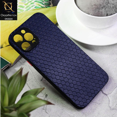 iPhone 12 Pro Max Cover - Blue - Hexagon Shape Hive Grid Pattern Tpu Soft Cases