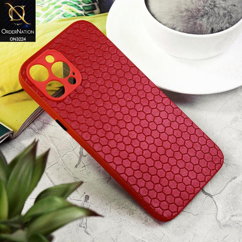 iPhone 12 Pro Max Cover - Red - Hexagon Shape Hive Grid Pattern Tpu Soft Cases
