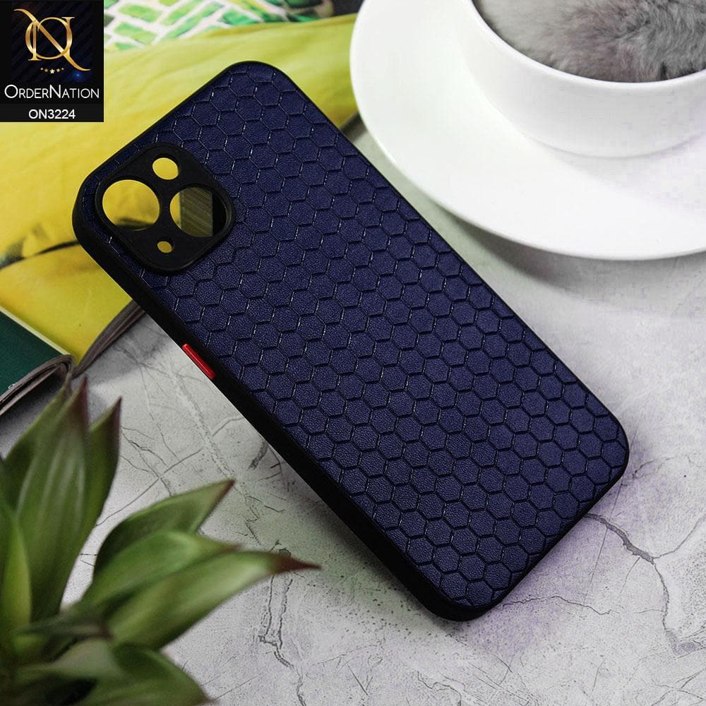 iPhone 13 Cover - Blue - Hexagon Shape Hive Grid Pattern Tpu Soft Cases