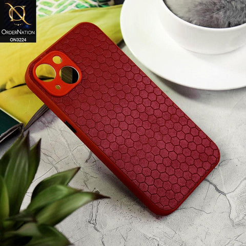iPhone 13 Cover - Red - Hexagon Shape Hive Grid Pattern Tpu Soft Cases