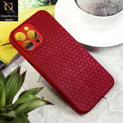 iPhone 13 Pro Cover - Red - Hexagon Shape Hive Grid Pattern Tpu Soft Cases