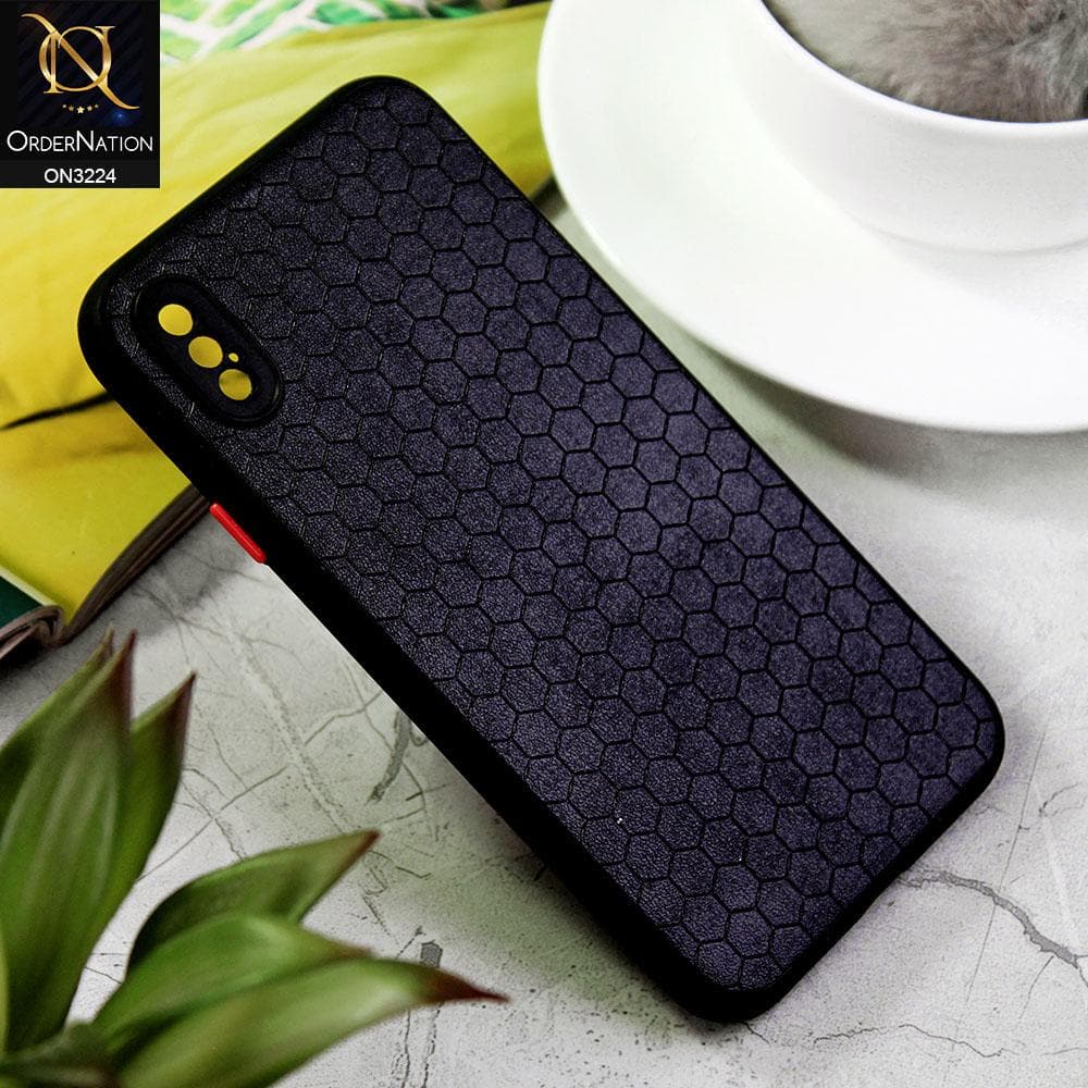 iPhone XS / X Cover - Black - Hexagon Shape Hive Grid Pattern Tpu Soft Cases