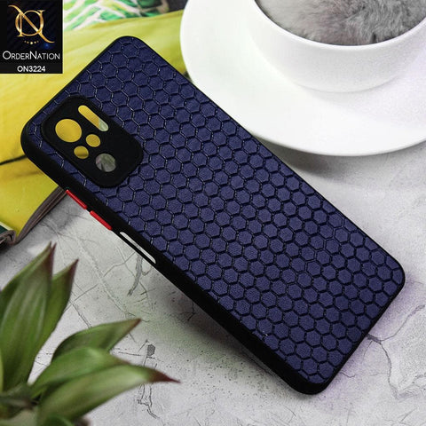 Xiaomi Redmi Note 10S Cover - Blue - Hexagon Shape Hive Grid Pattern Tpu Soft Cases