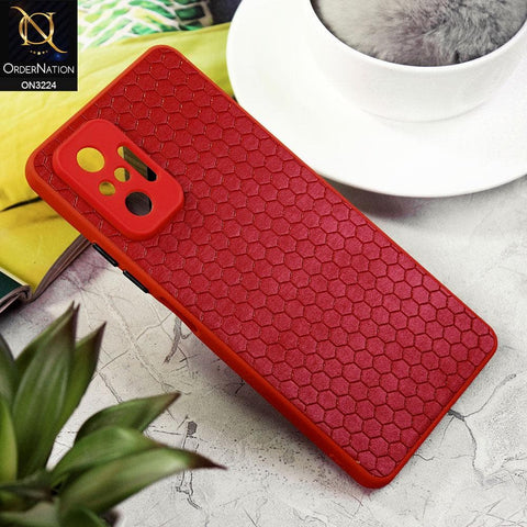 Xiaomi Redmi Note 10 Pro Max Cover - Red - Hexagon Shape Hive Grid Pattern Tpu Soft Cases