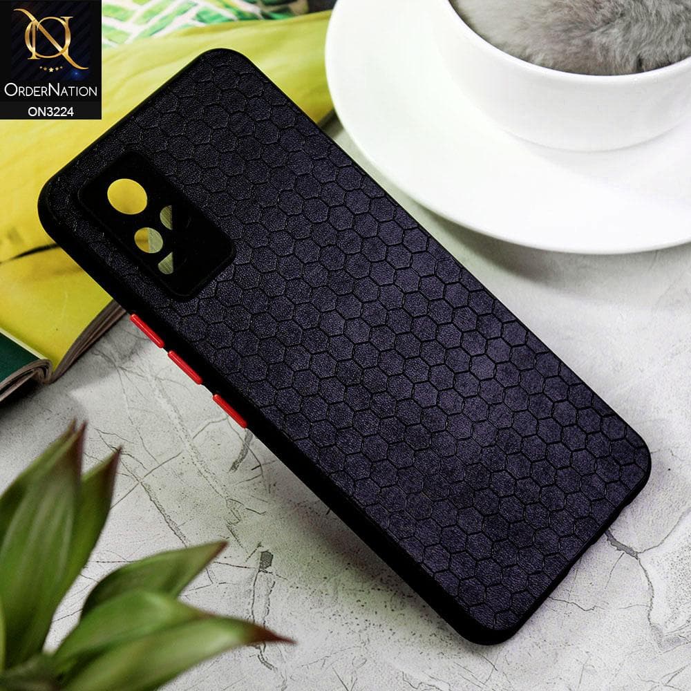 Vivo V21e Cover - Black - Hexagon Shape Hive Grid Pattern Tpu Soft Cases