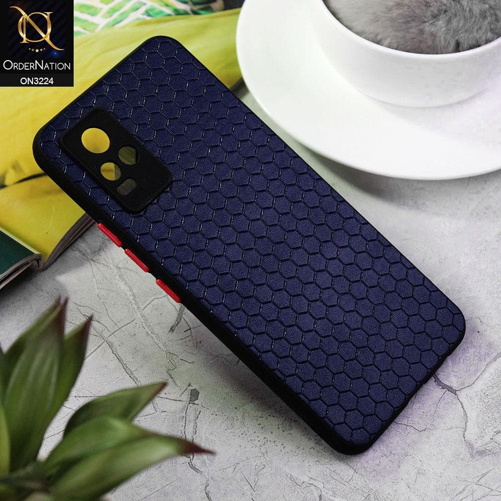 Vivo V21e Cover - Blue - Hexagon Shape Hive Grid Pattern Tpu Soft Cases