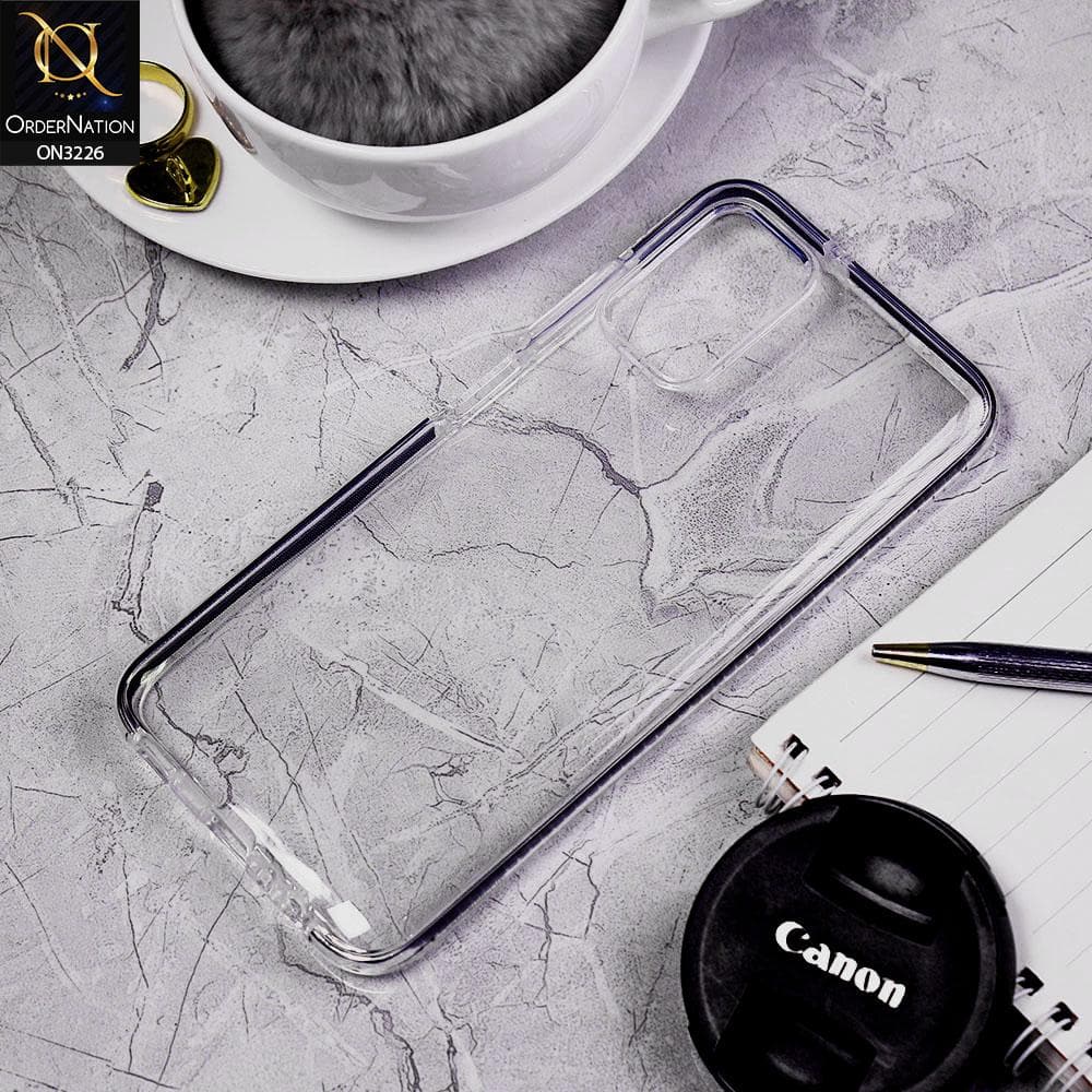 Samsung Galaxy A02s Cover - Black - Candy Color Strip Border Soft Silicone Clear Case