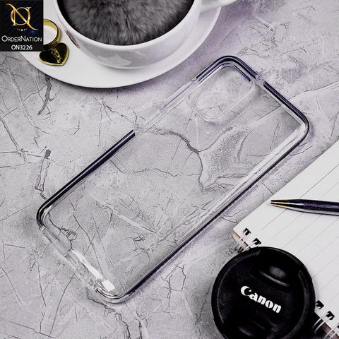 Samsung Galaxy M02s Cover - Black - Candy Color Strip Border Soft Silicone Clear Case