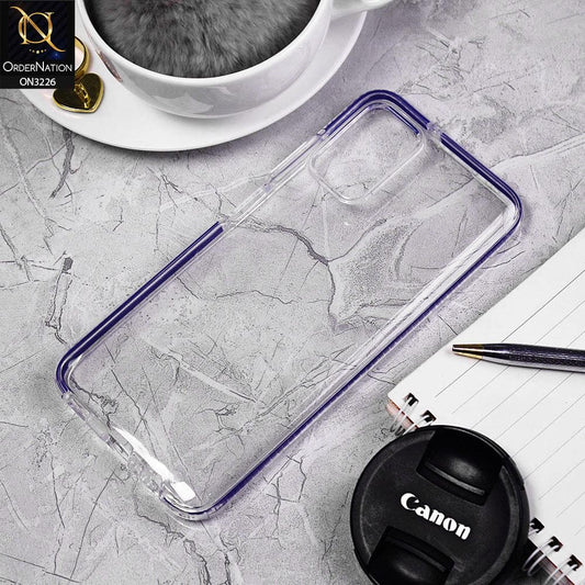 Samsung Galaxy A02s Cover - Blue - Candy Color Strip Border Soft Silicone Clear Case
