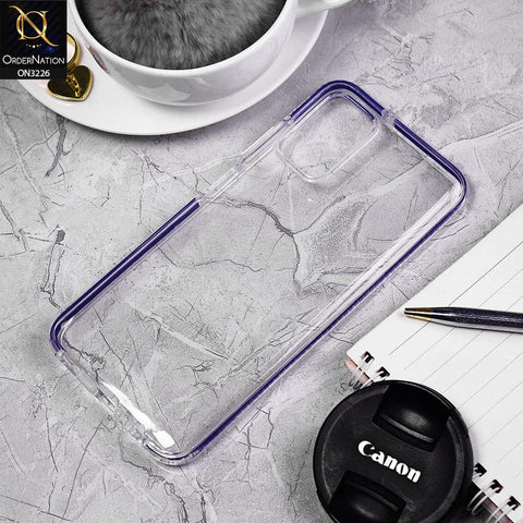 Samsung Galaxy M02s Cover - Blue - Candy Color Strip Border Soft Silicone Clear Case