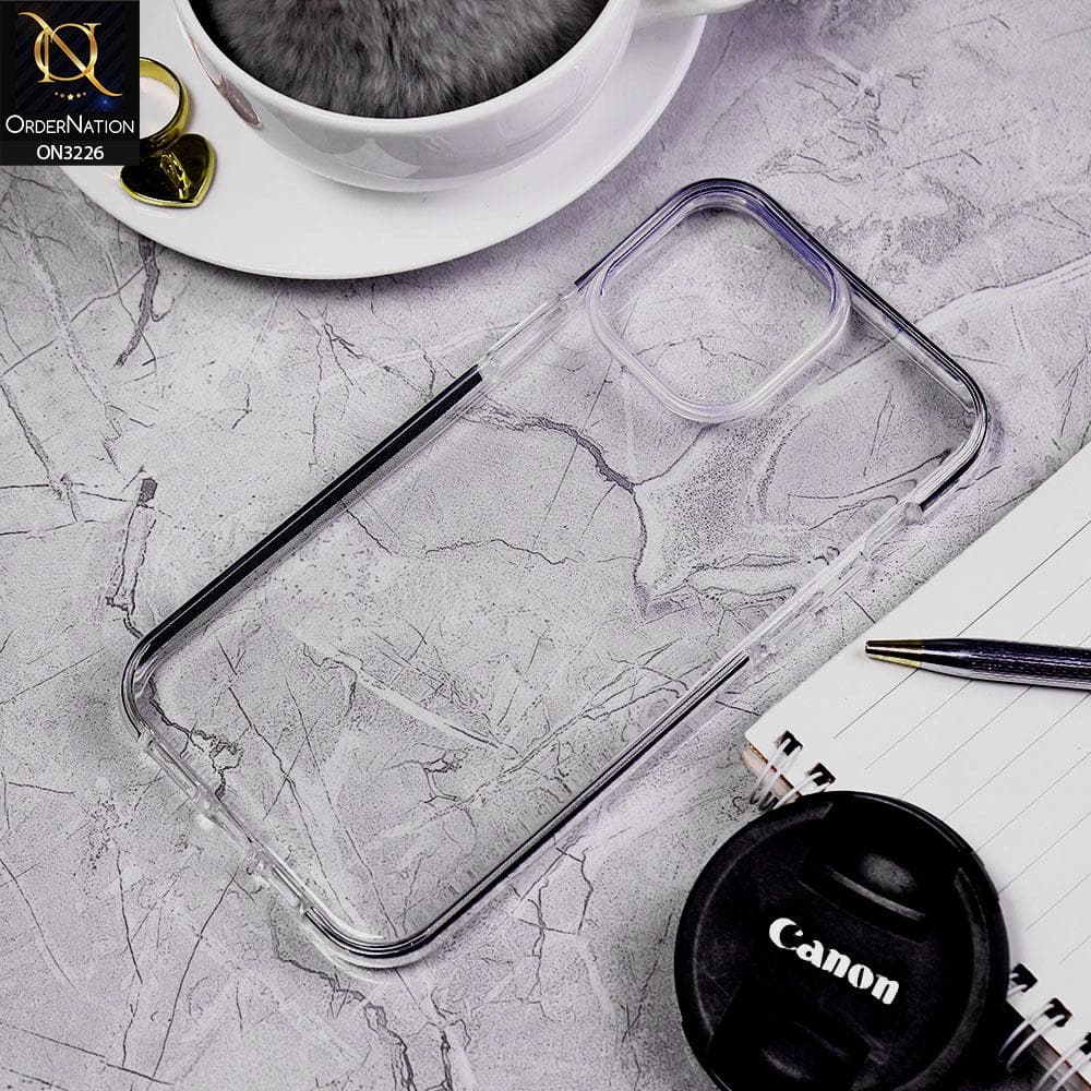 iPhone 13 Pro Max Cover - Black - Candy Color Strip Border Soft Silicone Clear Case
