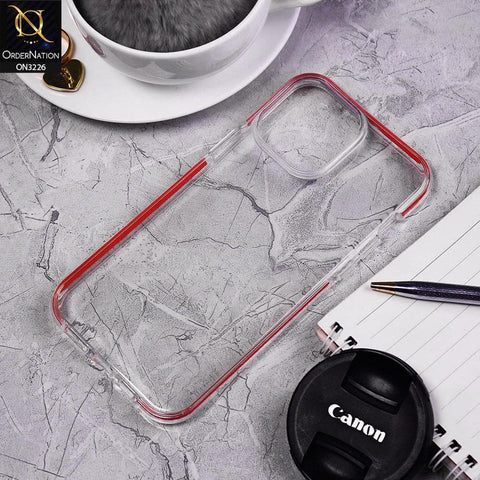 iPhone 13 Pro Max Cover - Red - Candy Color Strip Border Soft Silicone Clear Case
