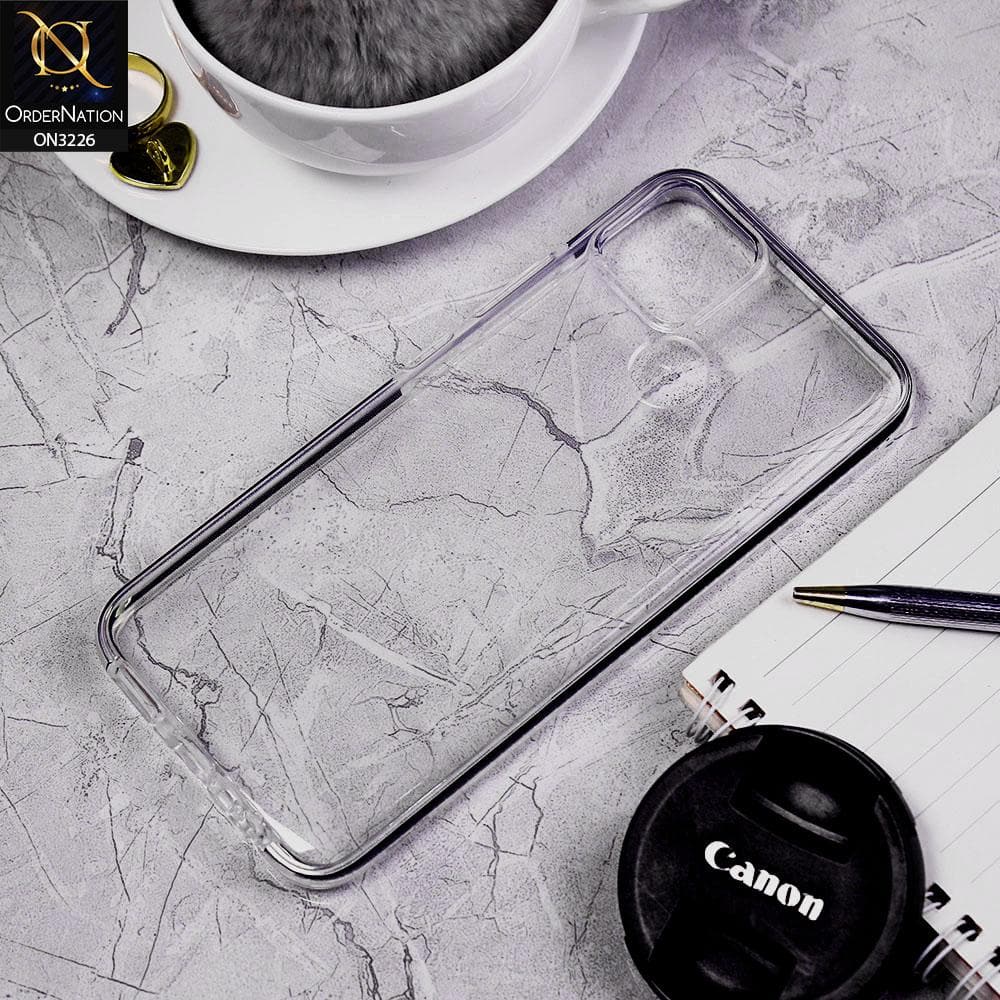Realme C25 Cover - Black - Candy Color Strip Border Soft Silicone Clear Case