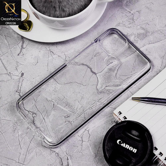 Realme C25s Cover - Black - Candy Color Strip Border Soft Silicone Clear Case