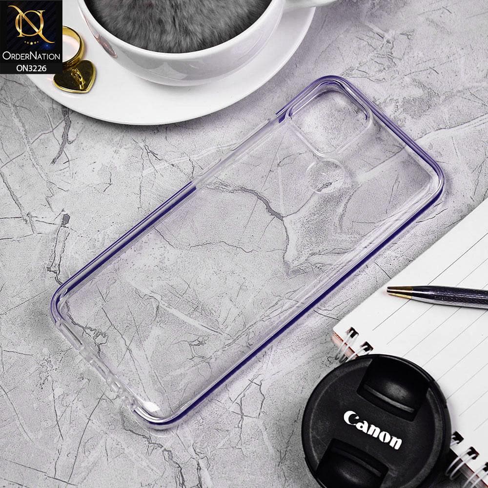 Realme C25 Cover - Blue - Candy Color Strip Border Soft Silicone Clear Case