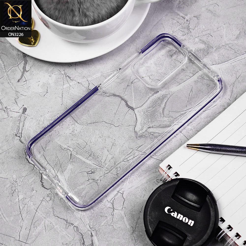 Xiaomi Redmi 10 Cover - Blue - Candy Color Strip Border Soft Silicone Clear Case