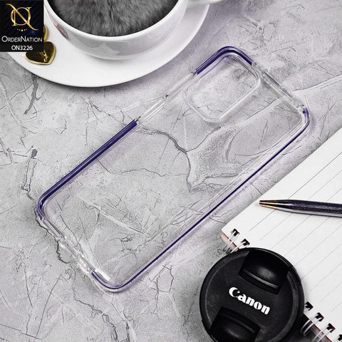 Xiaomi Redmi 10 Cover - Blue - Candy Color Strip Border Soft Silicone Clear Case