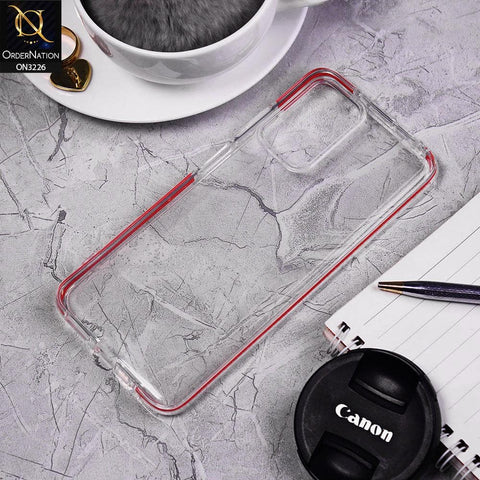 Xiaomi Redmi 10 Cover - Red - Candy Color Strip Border Soft Silicone Clear Case
