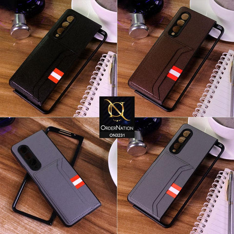 Samsung Galaxy Z Fold3 5G Cover - Black - Leather Texture With Card Holder Cases