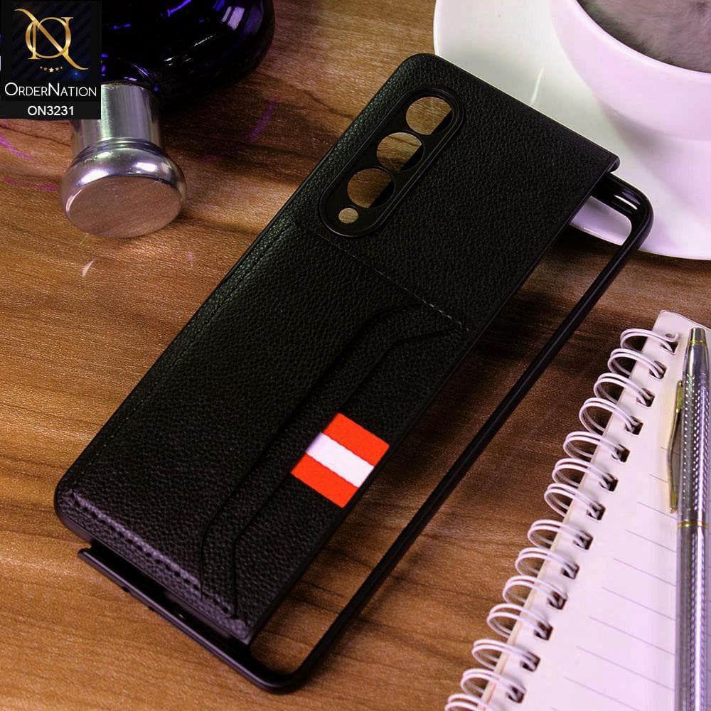 Samsung Galaxy Z Fold3 5G Cover - Black - Leather Texture With Card Holder Cases