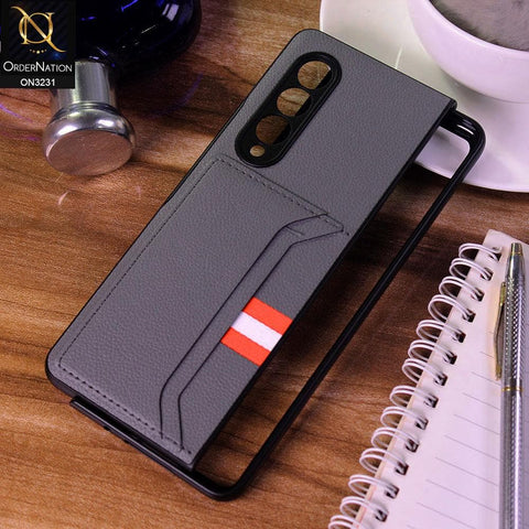 Samsung Galaxy Z Fold3 5G Cover - Gray - Leather Texture With Card Holder Cases