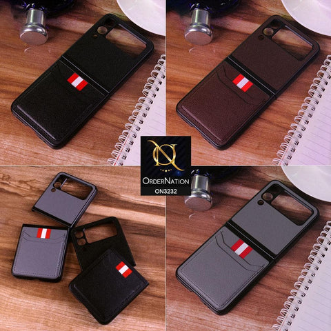 Samsung Galaxy Z Fold 3 5G Cover - Black - Leather Texture With Card Holder Case