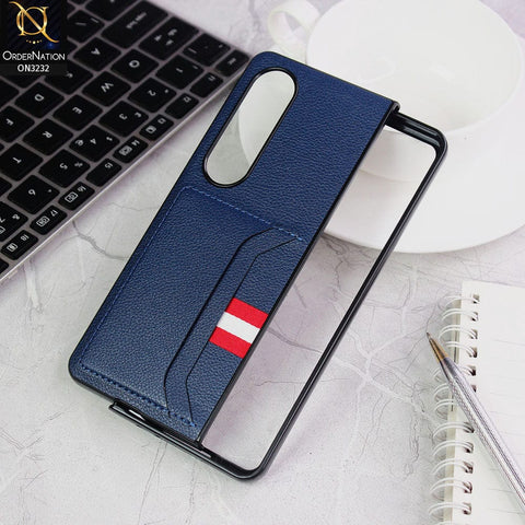 Samsung Galaxy Z Fold 4 5G Cover - Blue - Leather Texture With Card Holder Case
