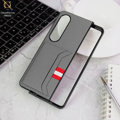 Samsung Galaxy Z Fold 4 5G Cover - Gray - Leather Texture With Card Holder Case