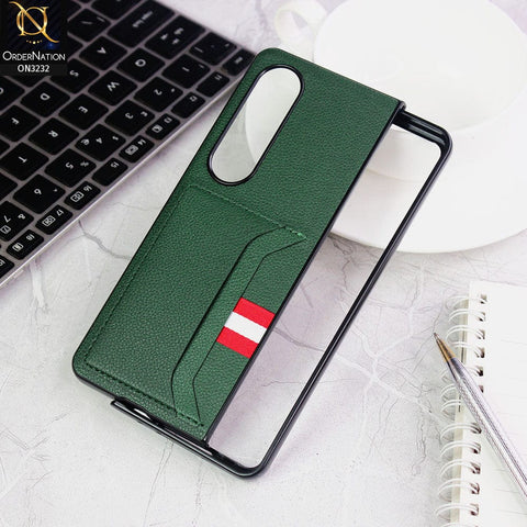 Samsung Galaxy Z Fold 4 5G Cover - Green - Leather Texture With Card Holder Case