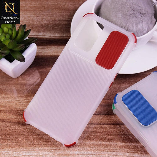 Oppo A16 Cover - Red - Soft Semi Transparent Camera Slider Case