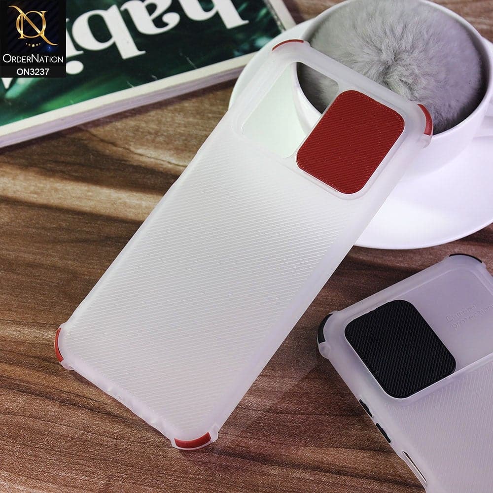 Infinix Note 10 Pro Cover - Maroon - Soft Semi Transparent Camera Slider Case