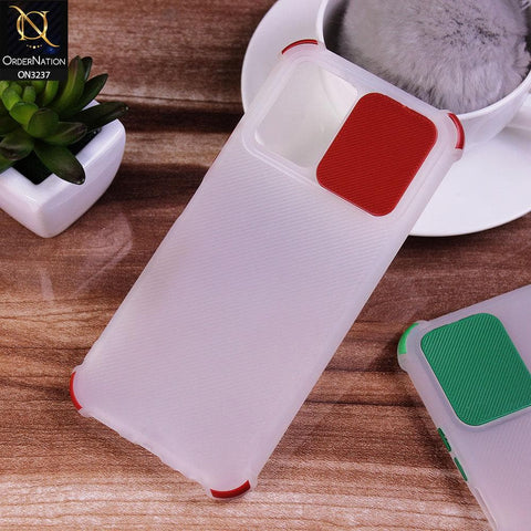 Vivo Y33s Cover - Red - Soft Semi Transparent Camera Slider Case