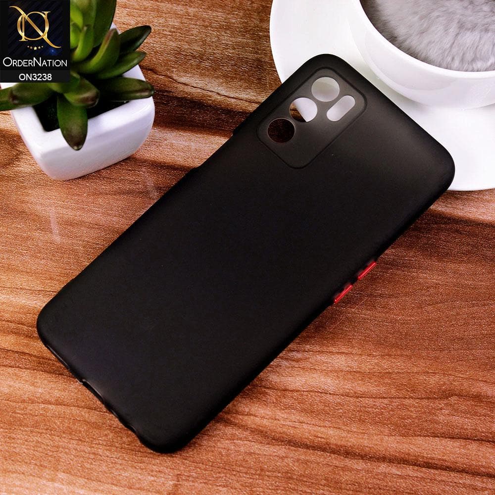 Oppo A16 Cover - Black - Semi-Transparent Ultra Thin Color Button Soft Shell Case