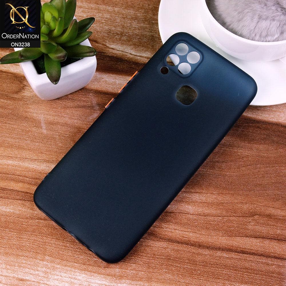 Infinix Hot 10 Cover - Midnight Blue - Semi-Transparent Ultra Thin Color Button Soft Shell Case