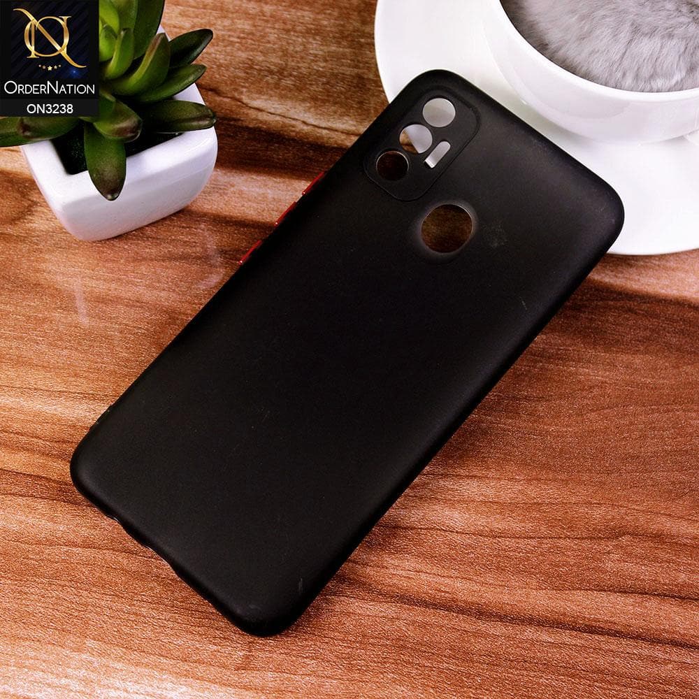 Tecno Spark 7 Cover - Black - Semi-Transparent Ultra Thin Color Button Soft Shell Case